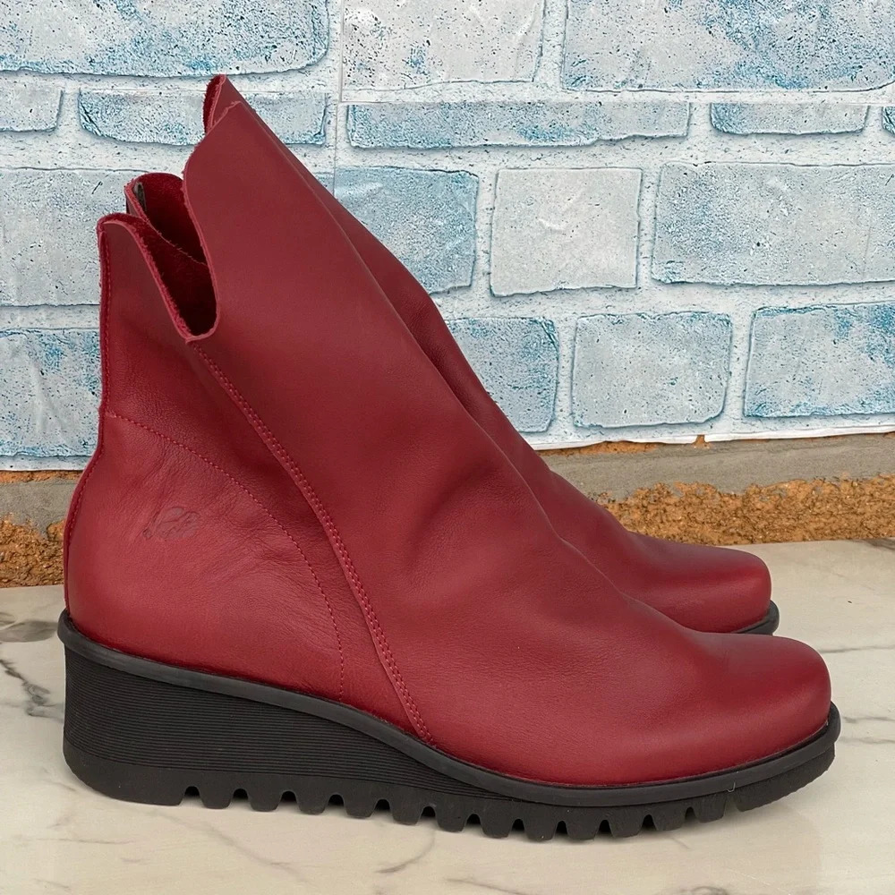 LOINTS OF HOLLAND LOTTUM RED/burgendy suede + smoothleather boots size 42/11.5